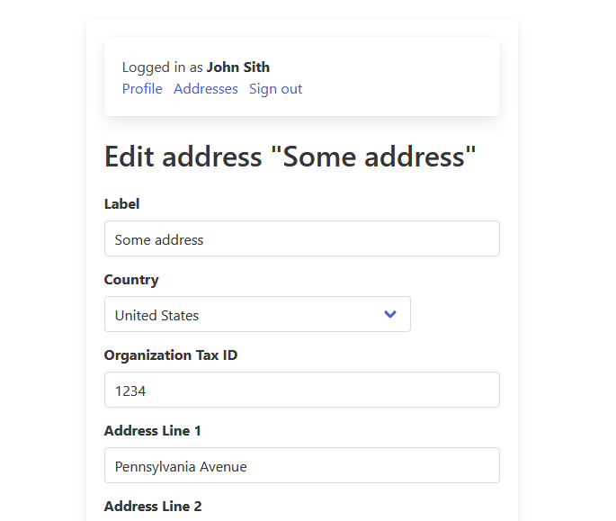 Address edit page